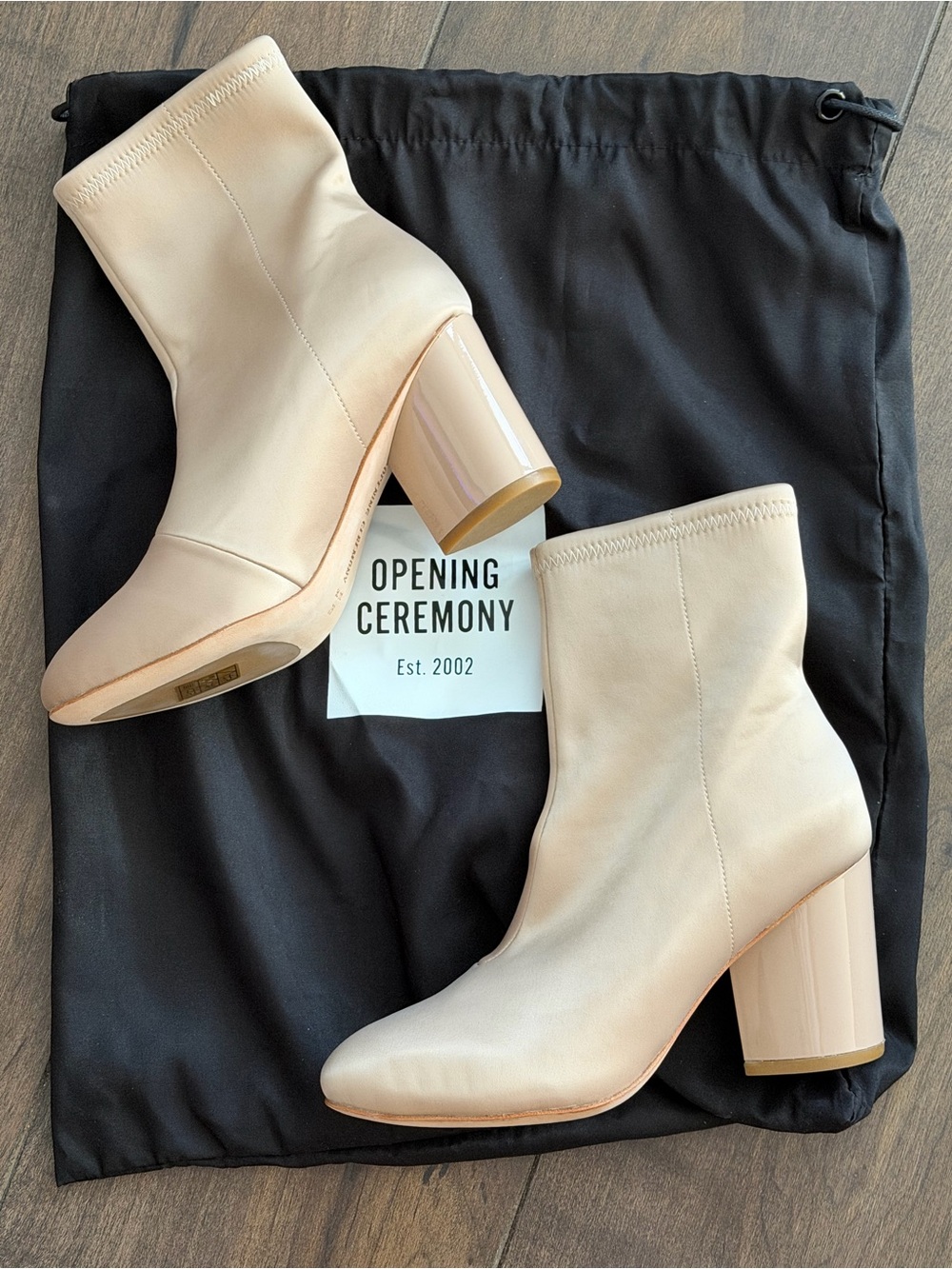 OPENING CEREMONY “Dylan” Boots in Champagne Satin - Size 36/6